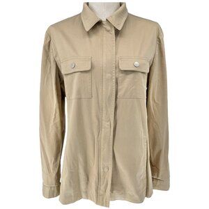 Evan-Picone Shacket Womens S Stretch Beige Shirt Jacket LS Pockets Zip Snap